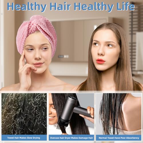 Amrules Hair Towel Wraps - 4 Pack Quick-Dry Turbans for All Hair Types