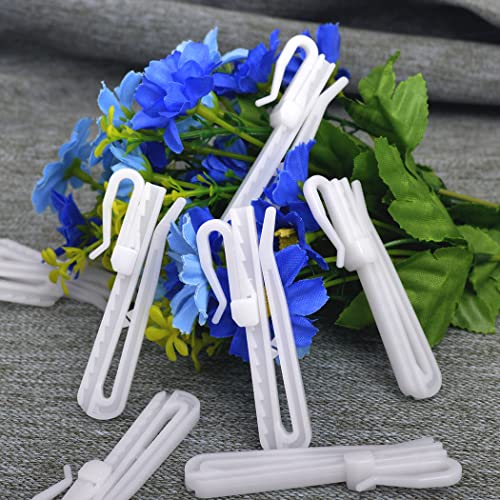 Kuasting 70mm Adjustable Curtain Hooks - 30 Pack Heavy Duty Plastic Pleat