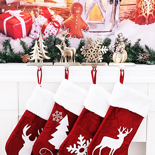 Bronze Snowflake Snowman Stocking Holder Set of 4 - Double Variation