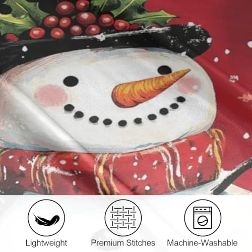 Christmas Satin Pillowcase Queen Size Red Snowman Silk Pillow Cover with Zipper