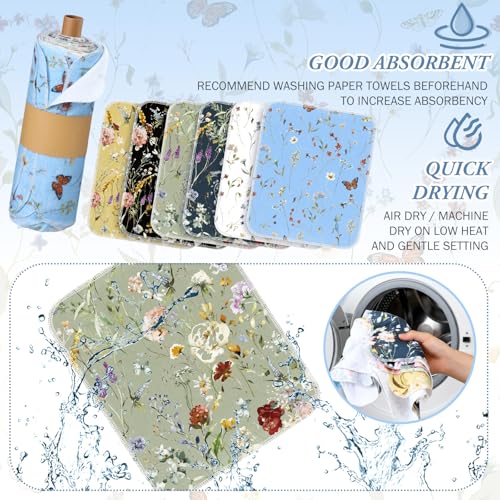 Reusable Cotton Kitchen Cloths Set - 60 Rich Flowers Pattern Towels