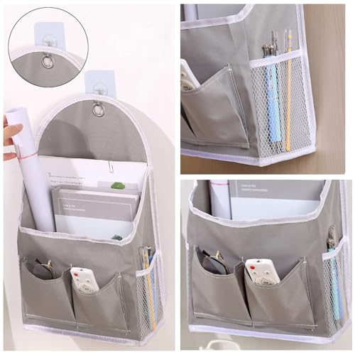 Grey Wall Hanging Storage Bag - 2 Pack with Pockets & Hooks