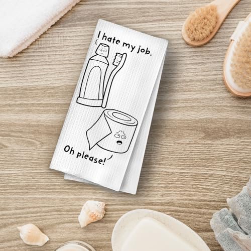 Humorous Bathroom Hand Towel - Funny Waffle Towel Towel-09, 16x24 Inches