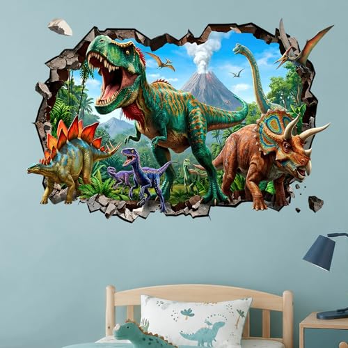 TRAMIN 3D Dinosaur Wall Stickers - Large Peel & Stick Kids Room Decor