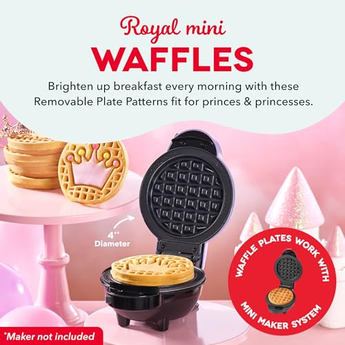 Dash MultiMaker Mini Waffle Plates - Crown & Rainbow Nonstick 2-Pack