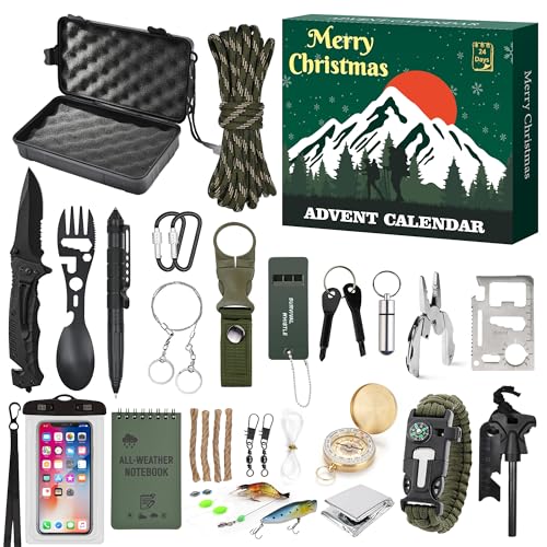 24-Piece Survival Kit Advent Calendar - Outdoor Emergency Gear Countdown