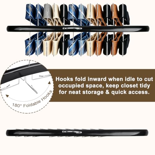 SOGCASE Wooden Tie and Belt Hanger, 24-Hook Rotating Closet Organizer (1-Pack)