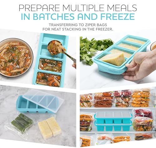Silicone Freezer Tray with Lid - 1 Cup Portion Control Ice Cube Mold