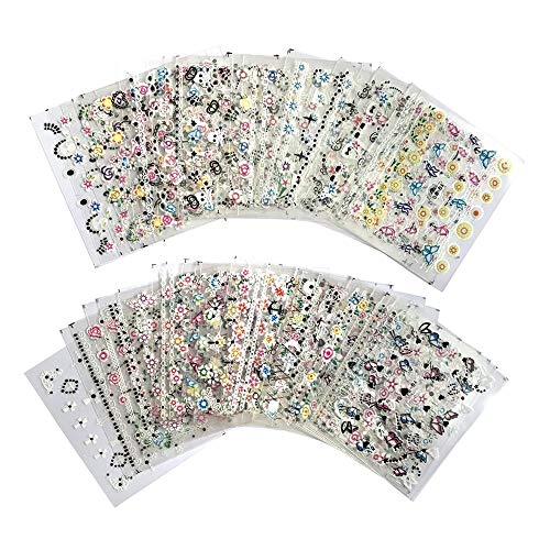 Valuu 50 Sheets Self-Adhesive 3D Nail Art Stickers Flower Decals