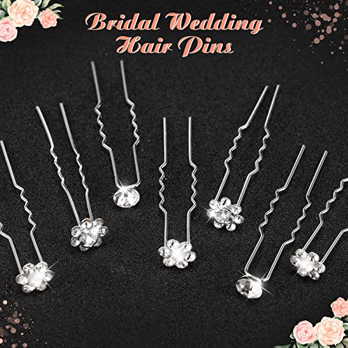 60-Piece Pearl and Rhinestone U-Shape Hair Pins for Bridal Wedding Updos