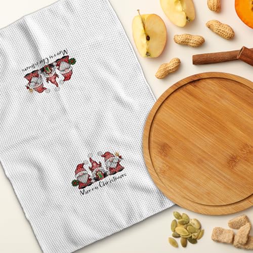 Christmas Kitchen Towels 16x24 Inches Santa Gnomes Holiday Dish Hand Towel