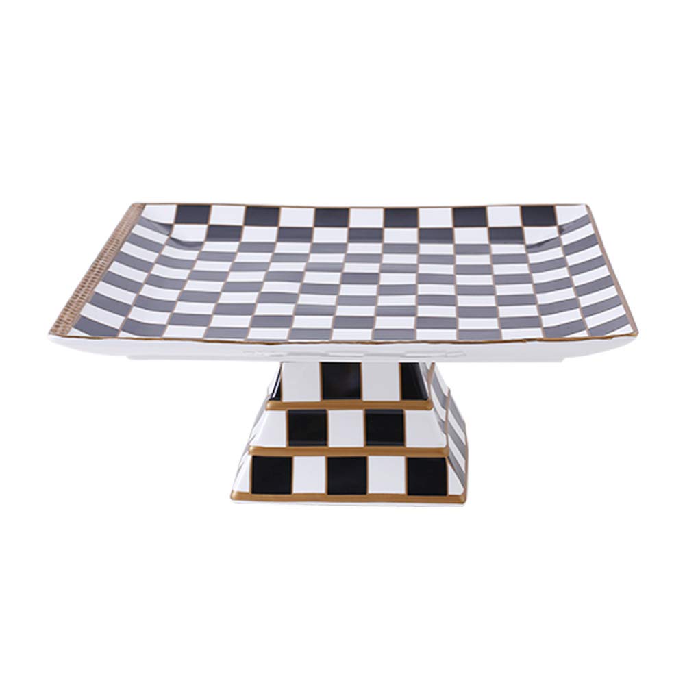 Porlien Checker Pattern 13-inch Cake Stand, Cake Holder, Serving Platter