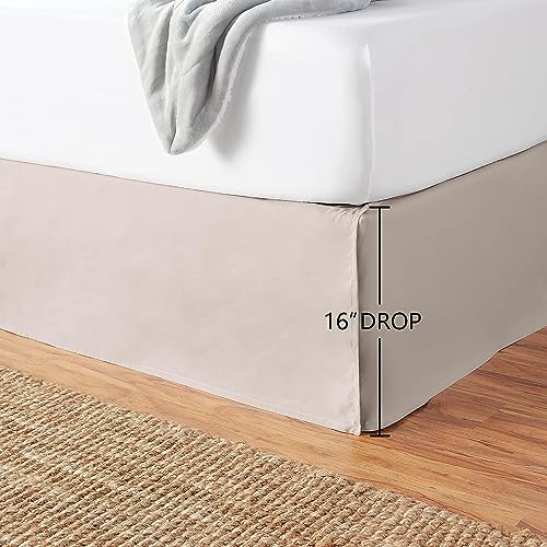 Amazon Basics Queen Size Pleated Bed Skirt Taupe - Wrinkle & Fade Resistant, Machine Washable