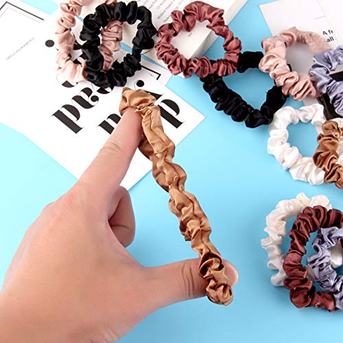 12-Piece Satin Silk Hair Scrunchies Elastic Ponytail Holders for Women