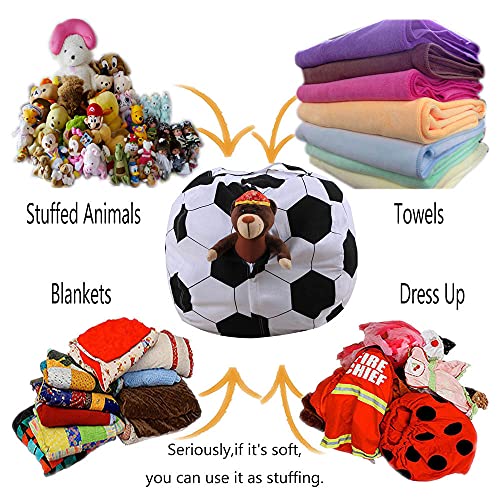 LMYOVE Football Stuffed Animal Storage Bean Bag Chair Cover - 26-Inch