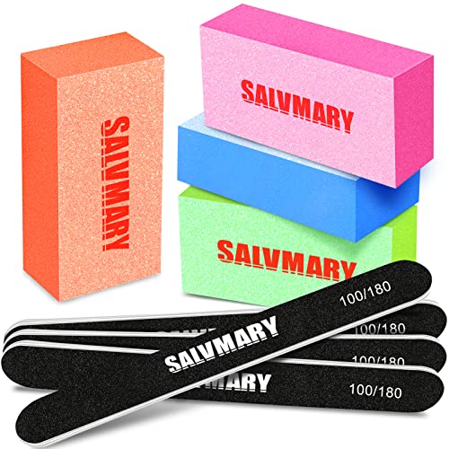 SALVMARY Nail File and Buffer Block Set - 8 Pcs Professional Manicure Kit