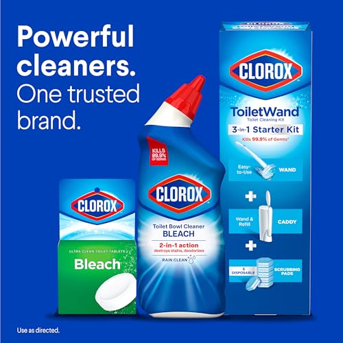 Clorox Toilet Bowl Cleaner with Bleach, Rain Clean, 24 fl oz - 2 Pack