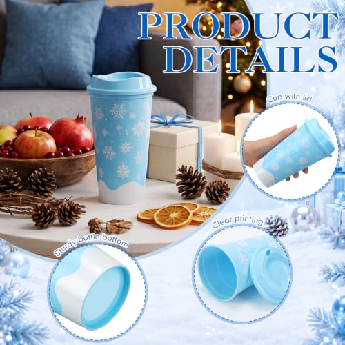 72-Piece Christmas Snowflakes Plastic Tumbler Gift Set - 16oz Bulk Holiday Drinkware