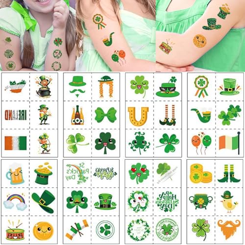 Felico St. Patrick's Day Glitter Temporary Tattoos, 48pcs