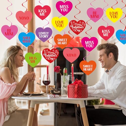 40Pcs Valentine's Day Hanging Swirl Decorations - Heart Theme Party Decor
