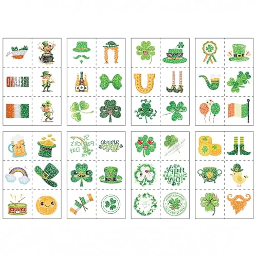 Felico St. Patrick's Day Glitter Temporary Tattoos, 48pcs