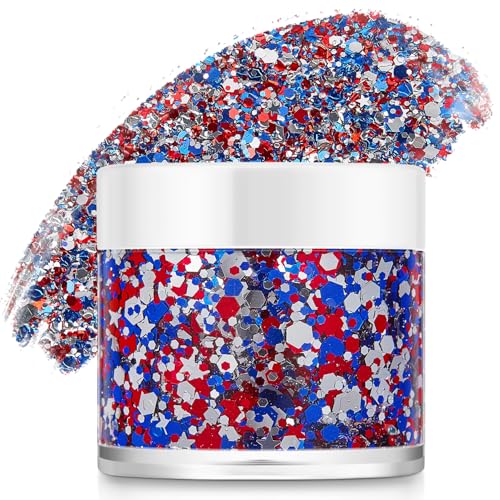 Jacnkb Red White and Blue Patriotic Face and Body Glitter Gel 36g