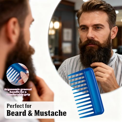 TIKIYOUN 4-Piece Wide Tooth Comb Set Mini Pocket Combs for Curly Hair