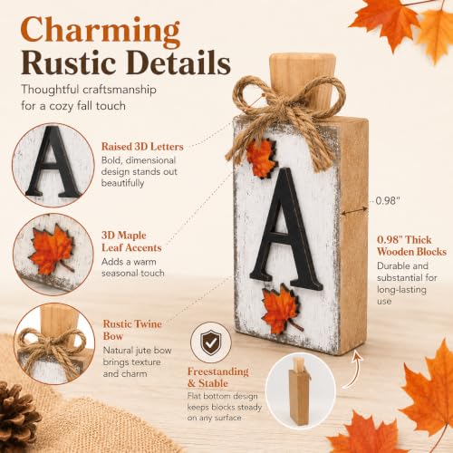4Pcs Rustic Wooden FALL Sign Set - Farmhouse Autumn Table Decor (FALL-2)