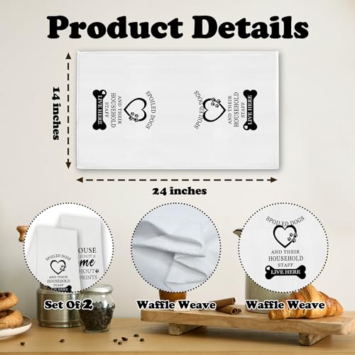 Funny Dog Kitchen Towels Set - Farmhouse Cotton Hand Towels for Dog Lovers