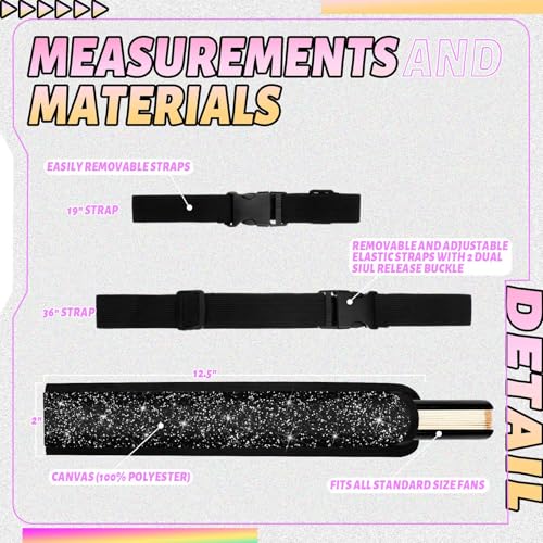 Black Bling Rave Fan Holster with Belt Holder for Festivals
