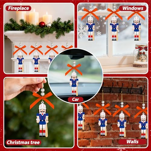 4-Inch Baseball Nutcracker Ornament - Wooden Christmas Decor