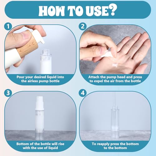 Apausvcm 4 Pcs 10ml Clear Empty Airless Pump Bottles Refillable Travel Containers