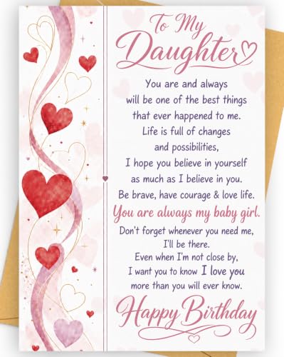 Happy Birthday Card for Daughter - Style C - Sentimental Gift from Mom Dad