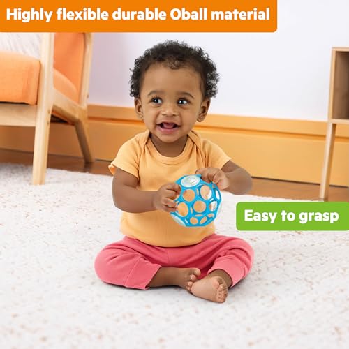 Bright Starts Oball Easy-Grasp Rattle Toy - Blue, 4-Inch Infant Toy