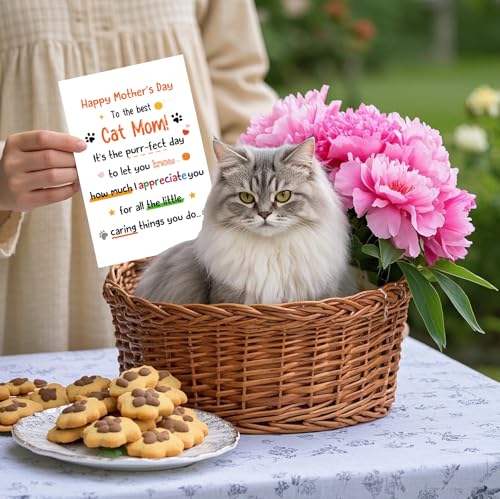 Cat Mom Mother's Day Card - Cute Greeting Card with Envelope