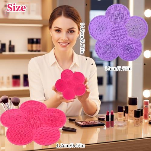 Silicone Makeup Brush Cleaner Mat 2-Pack Floral Suction Cup