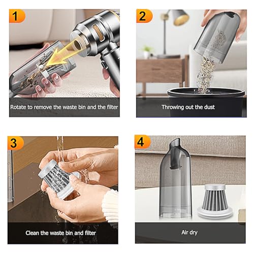 2-Pack Washable Steel Replacement Filters for Handheld Car Vacuum Cleaners