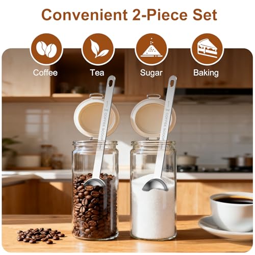 Qoarxui 2PCS Stainless Steel Coffee Scoop Spoons - 15ML Measuring Spoons for Coffee, Tea, and Baking