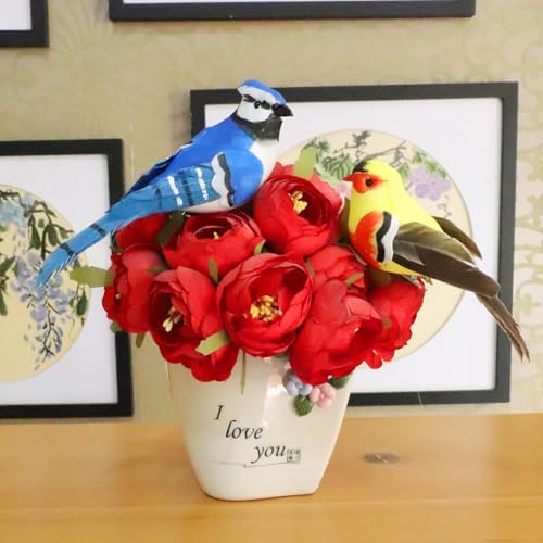 Set of 3 Realistic Artificial Birds for Christmas Decor