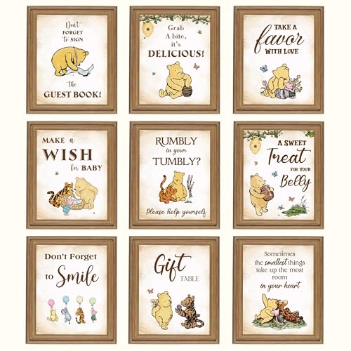 97 Decor Classic Winnie the Pooh Baby Shower Table Sign Set - 9 Piece Kit