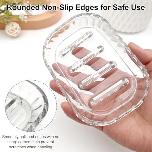 2 Pack Clear Soap Dish Holder - Draining Soap Tray for Kitchen & Bathroom