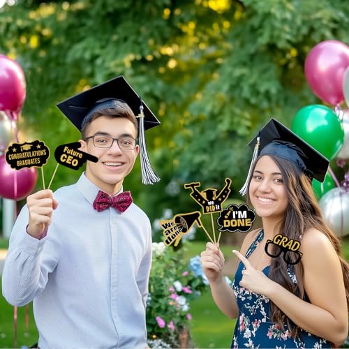 Graduation Photo Booth Props Set - 21 PCS Class of 2026 Decor