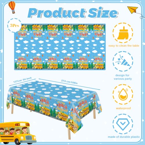 3-Pack Welcome Back to School Tablecloths - 108 x 54 Inch Plastic Covers