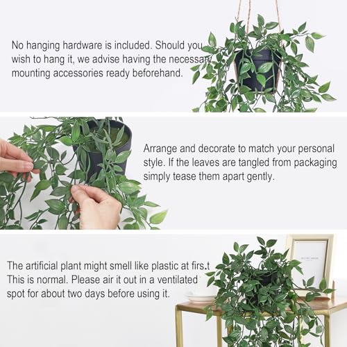 Artificial Hanging Datura Vine Plants - 2 Pcs Small Potted Decor