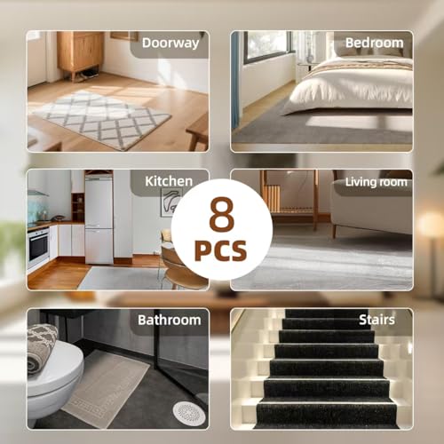 Non-Slip Rug Grippers 8PCS - Reusable Double-Sided Adhesive Pads