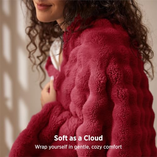 Bedsure Cloud Bubble Throw Blanket - Red, 50x60 Inches, Christmas Decor