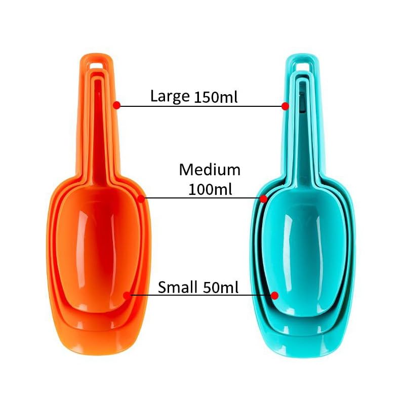 AZOFIA Set of 3 Blue Ice Scoops - Durable Plastic Kitchen Utensils