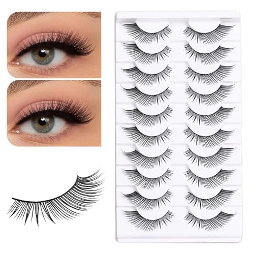 Natural False Eyelashes 10 Pairs Reusable Soft Cotton Band Strip Lashes