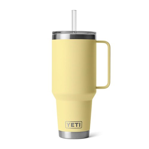 YETI Rambler 42 oz Tumbler with Handle and Straw Lid, Travel Mug Water Tumbler, Vacuum Insulated Cup with Handle, Stainless Steel, Daybreak Yellow