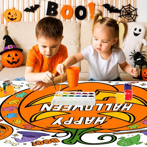 Halloween Giant Coloring Tablecloth for Kids - 30x72 Inches